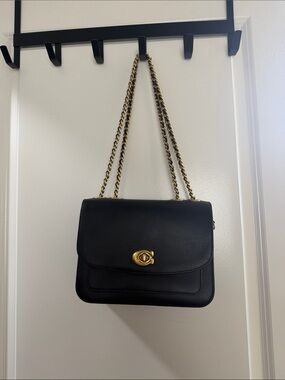 Coach Madison Style Turnlock Shoulder Bag with Gold Chain Strap